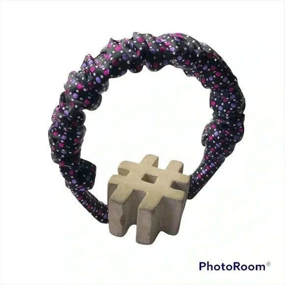 Polka Dots  Scrunchy Crown Purple Handcrafted Headband Silk Hair Accessory Prom - Picture 5 of 9